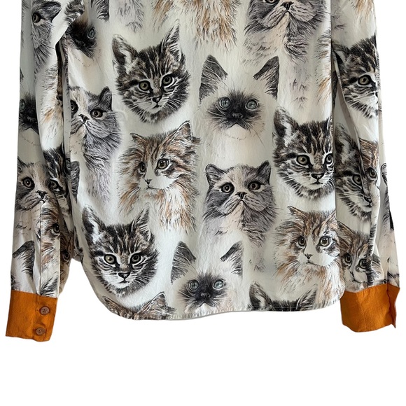 Stella McCartney silk cat print blouse size 34 or US 0, excellent condition - Picture 12 of 14
